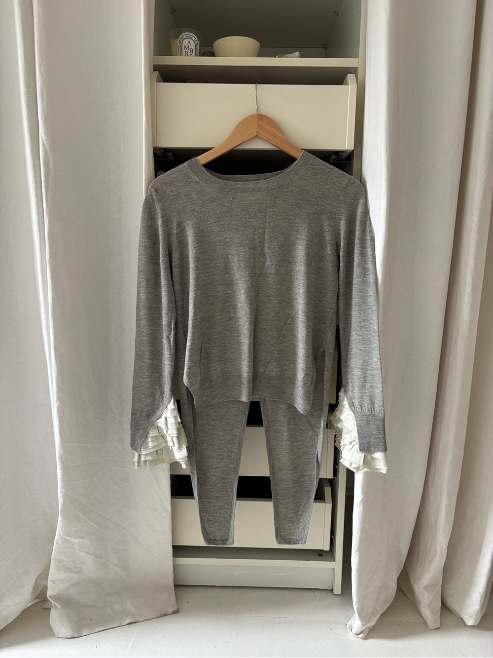 3.1 Phillip Lim Light Gray Knit Top cashmere/fine merino wool blend lightweight